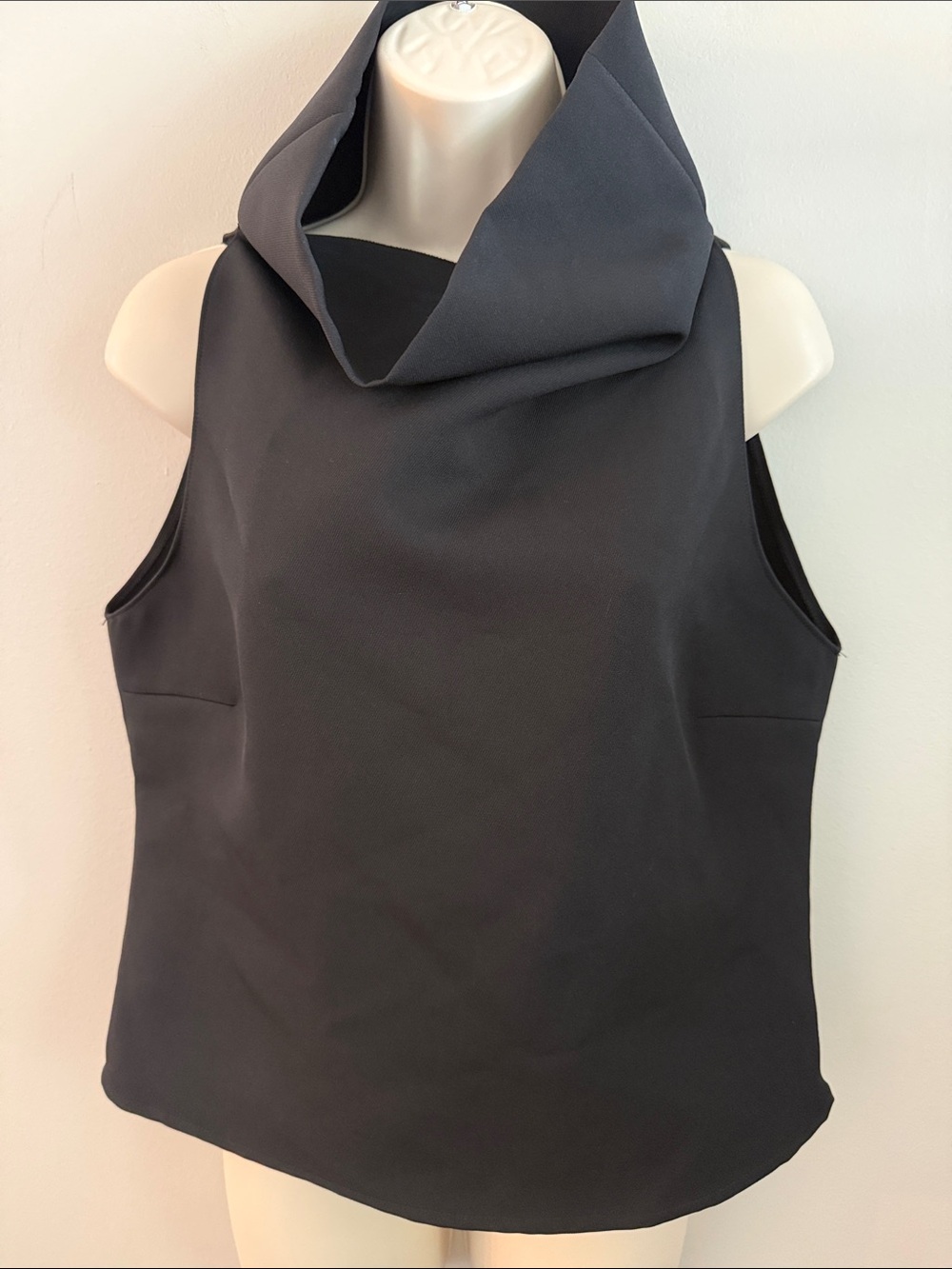 Zara Black Sleeveless Cowl Neck Sleeveless Top Size Large Classic Chic